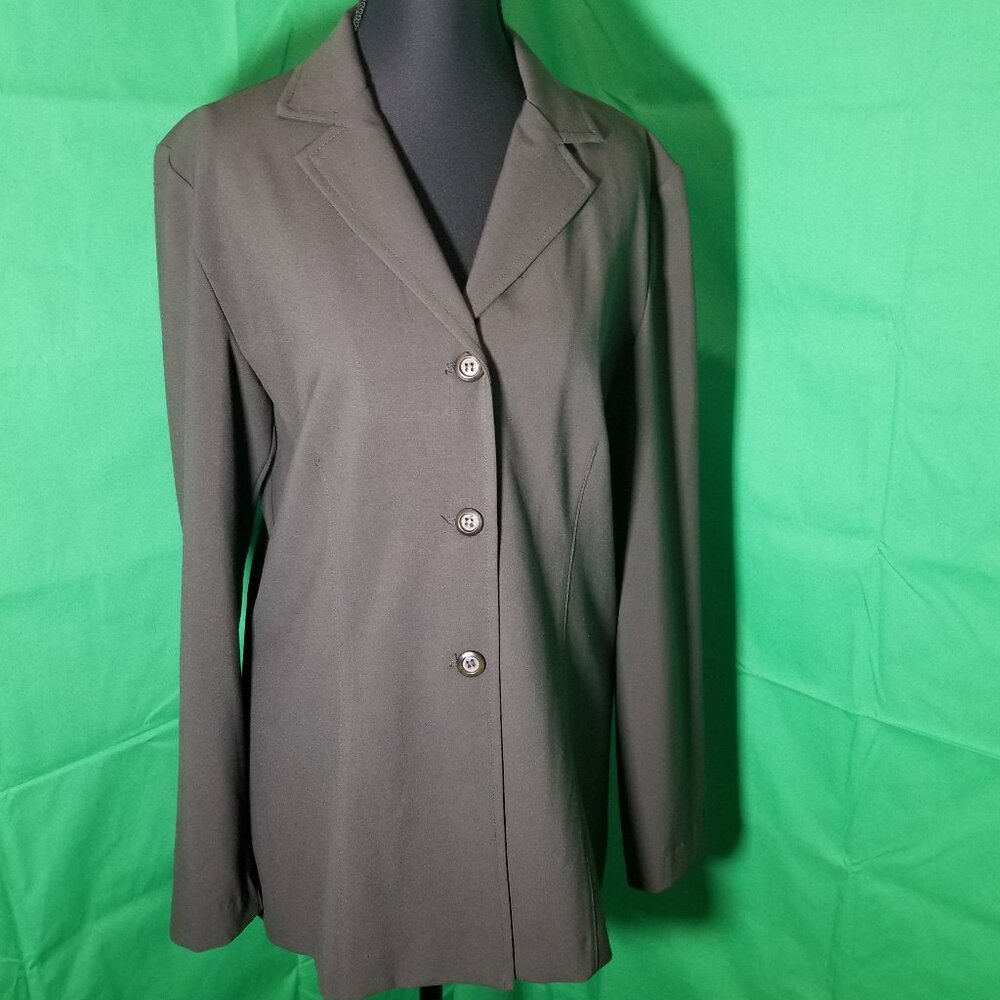 Requirements Women Small Olive Green Three Button Blazer Vintage Made in USA